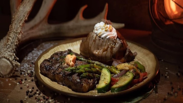 Plated steak and veggies