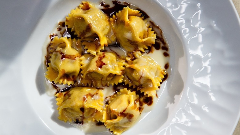 Agnolotti on a white plate