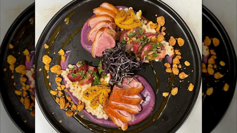 Elegantly plated duck breast