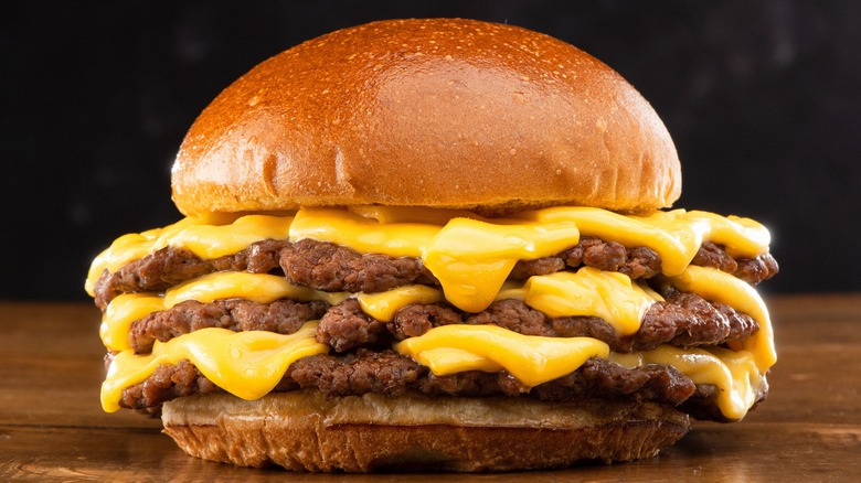 triple smash burger with cheese