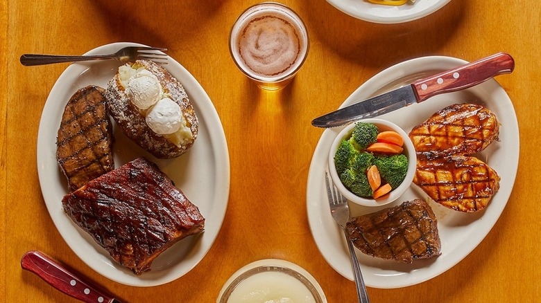 Texas Roadhouse restaurant meals on table with drinks