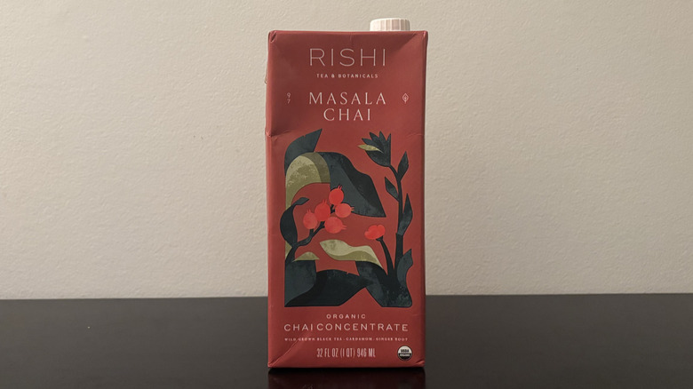 a carton of Rishi chai concentrate