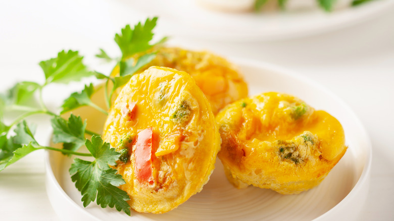 egg bites on a white plate