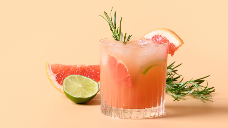 Paloma cocktail with grapefruit garnish