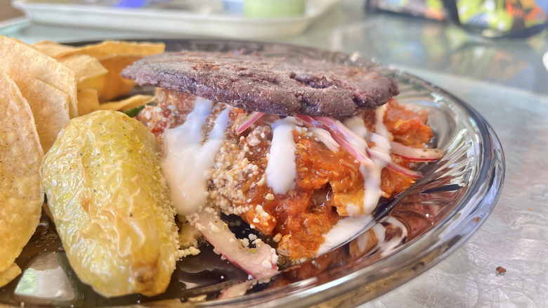 Chick-or-Treat Mulita shown close-up on clear plate