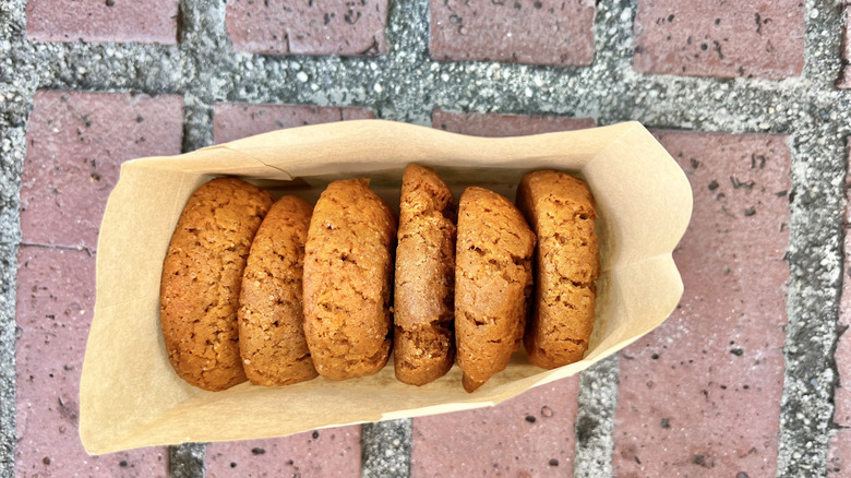 pumpkin cookies in paper bag