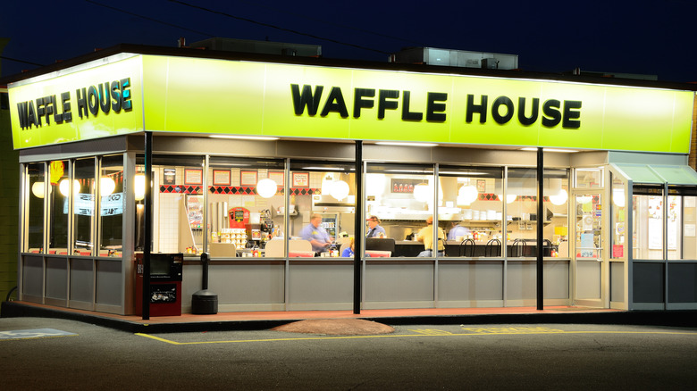 Waffle House restaurant exterior at night
