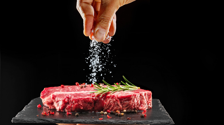 salting a steak