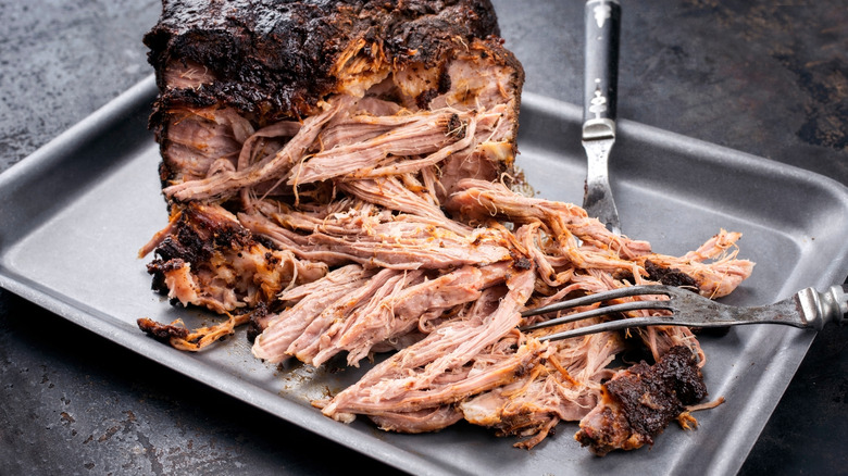 Pulled pork from smoked pork butt
