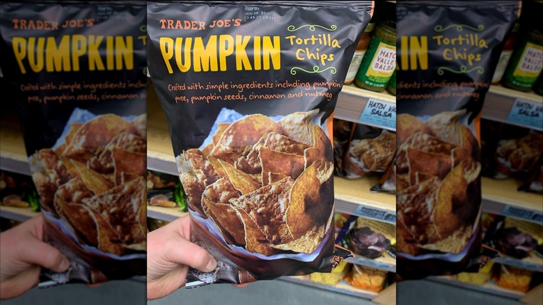 Trader Joe's pumpkin tortilla chips bag