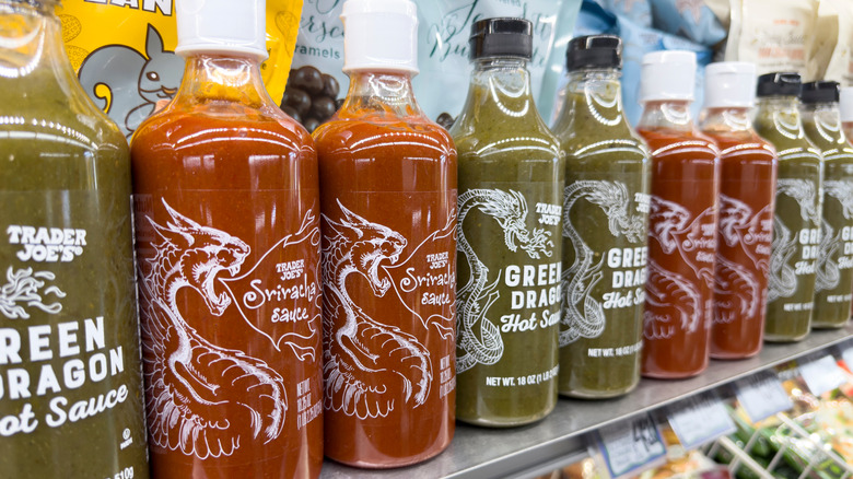 Different Trader Joe's sauces on display