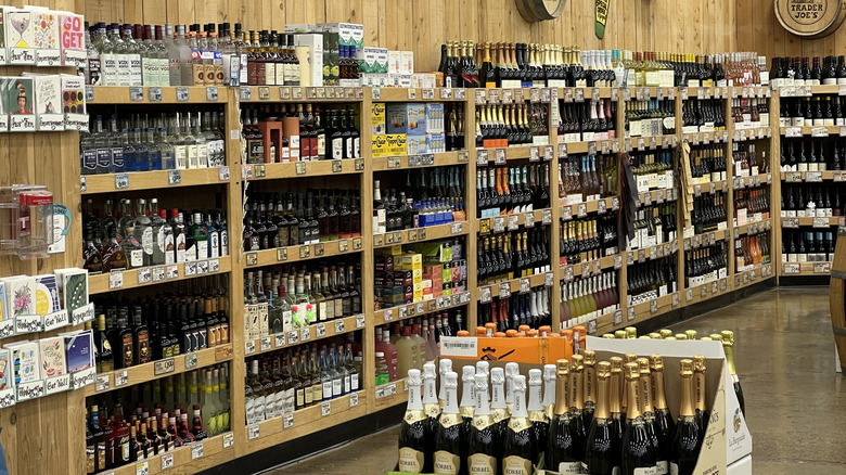 Alcohol section at Trader Joe's store