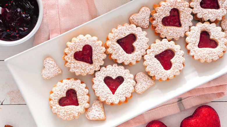 heart linzer cookies