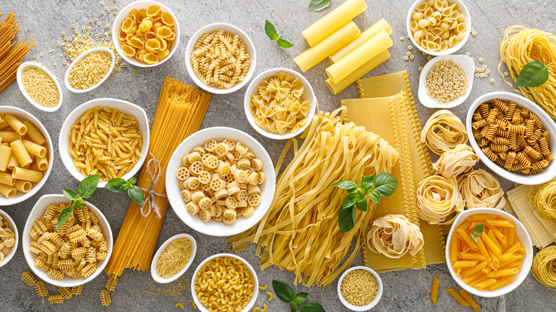 an array of pasta types