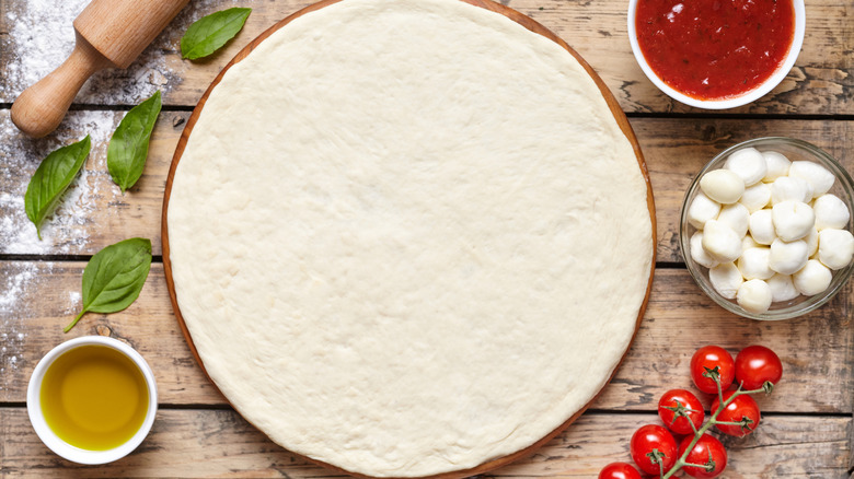 Rolled pizza dough