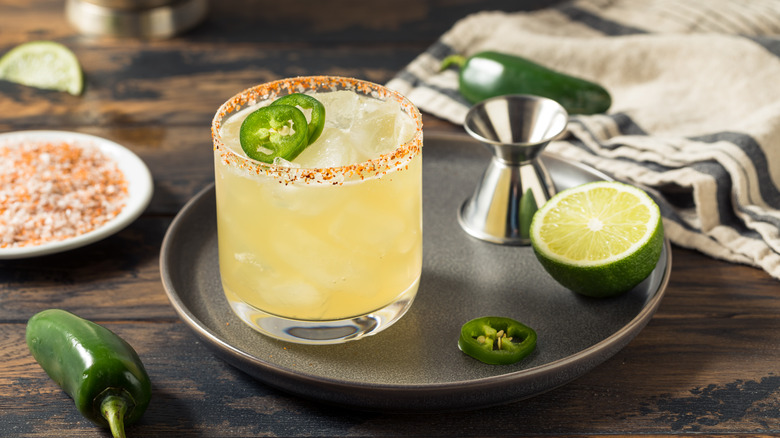 spicy margarita with jalapeño peppers