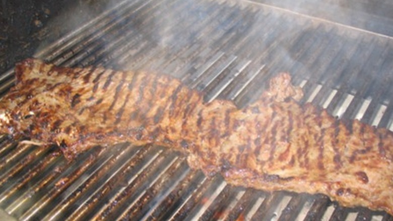 skirt steak on the grill