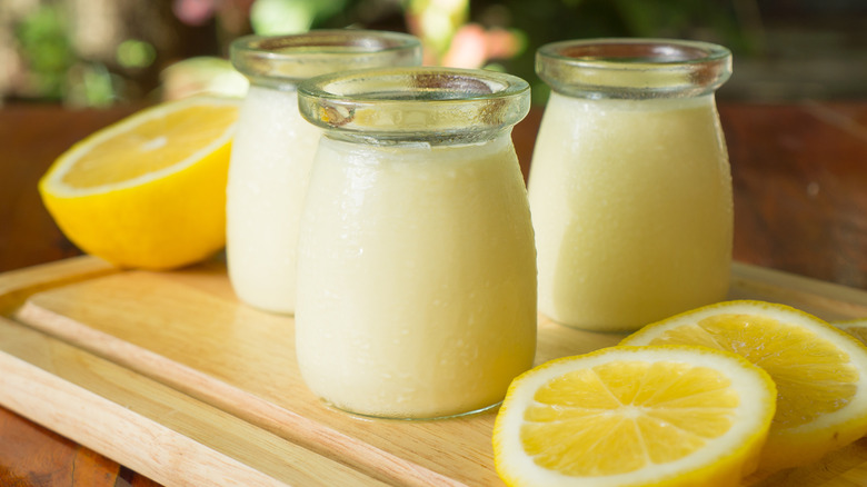 Lemon posset in jars