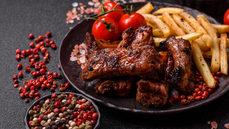 beef ribs served with fries