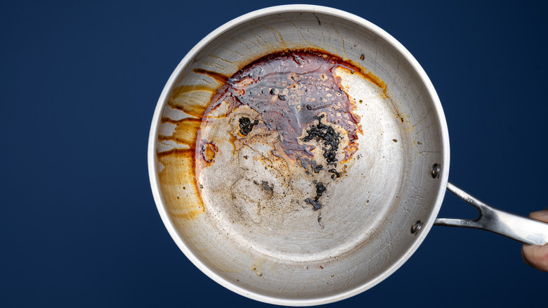 stainless steel pan burnt food