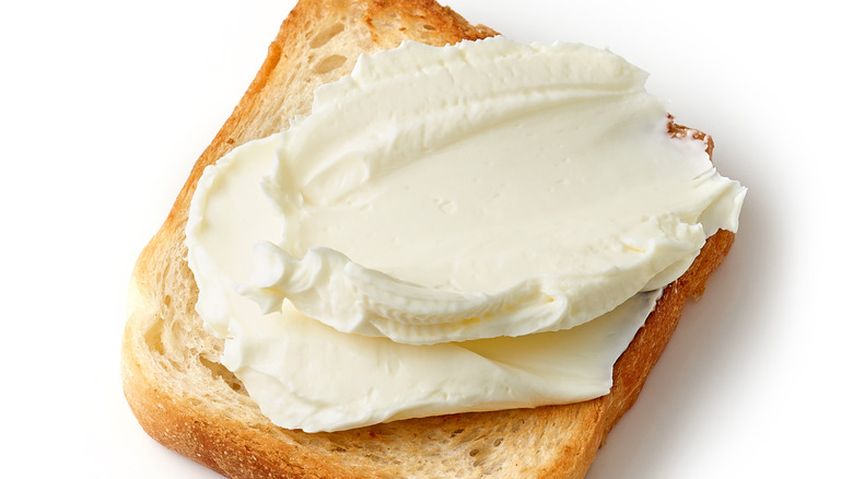 bread slice with cream cheese