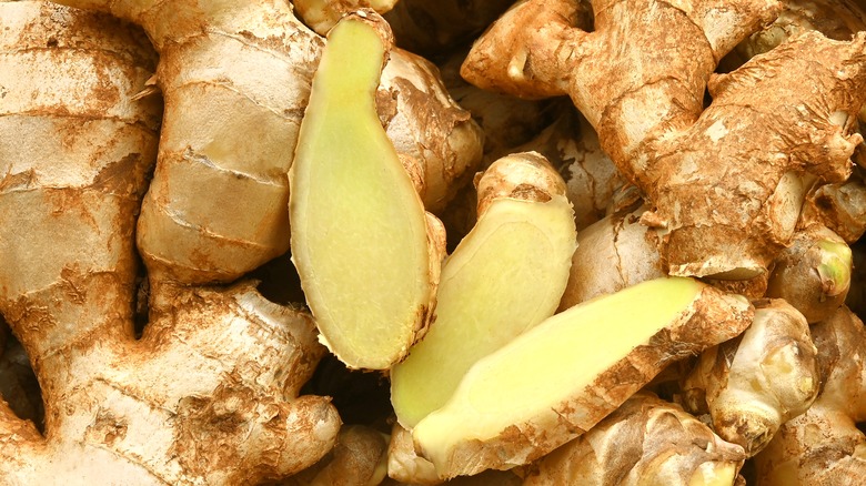 fresh ginger whole and cut
