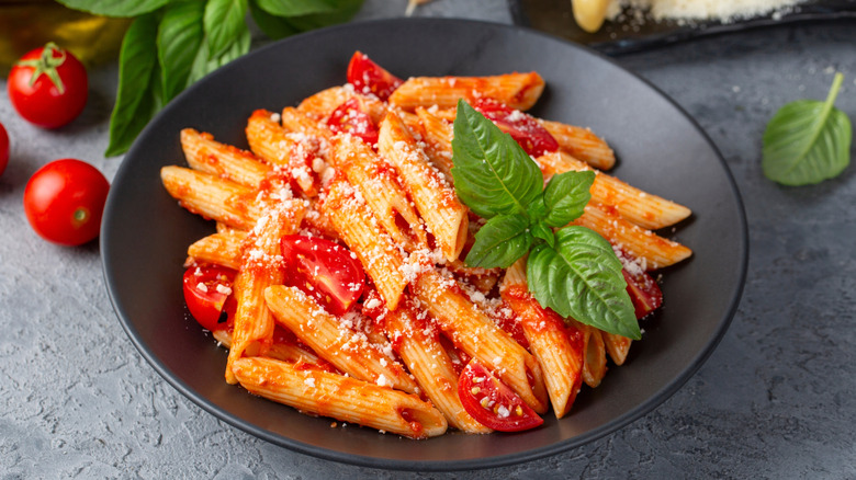 penne all'arrabiata in bowl