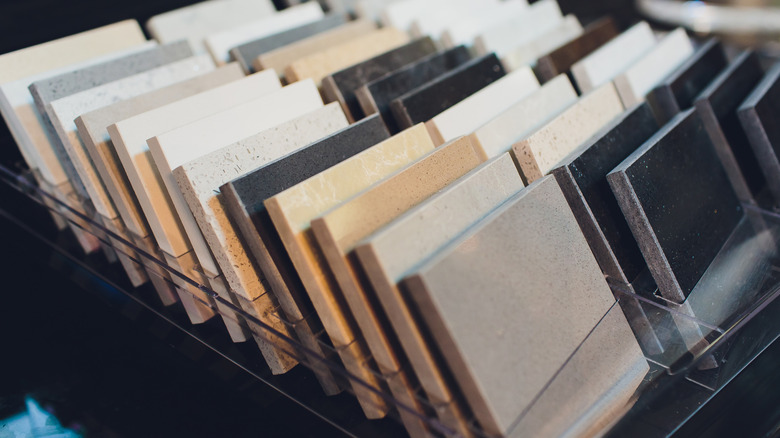 Granite slabs lined in rows