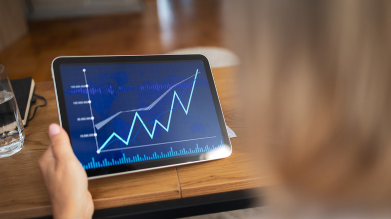 Stylized graph on a tablet screen