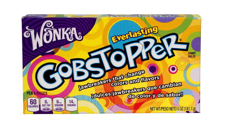 Package of Wonka brand Everlasting Gobstoppers on white background