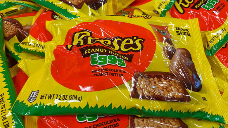 Bags of individually wrapped Reese's Peanut Butter Eggs