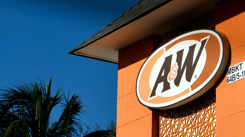 view of top of A&W restaurant signage
