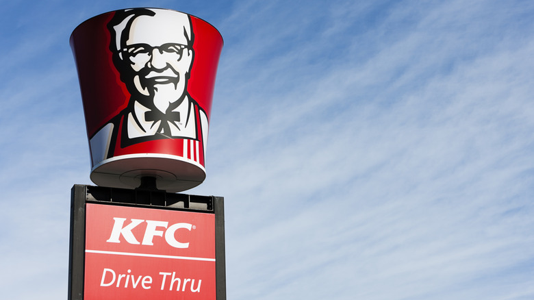 KFC drive-thru sign with colonel sanders