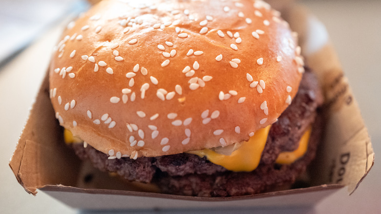 Close up of McDonald's quarter-pounder