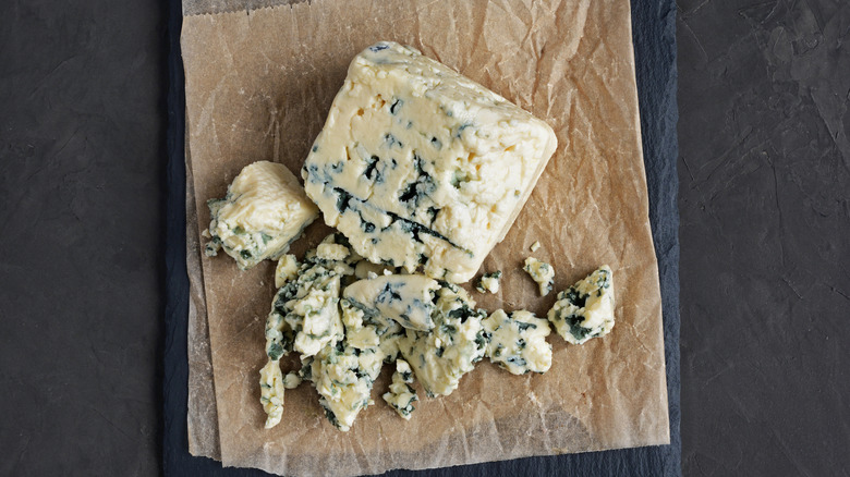 Blue cheese on slate board