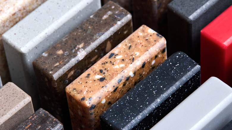 Rows of countertop slabs