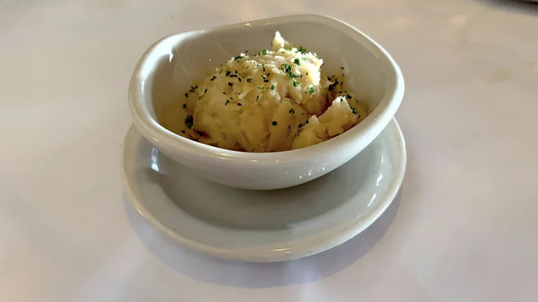 served dish of mashed potatoes