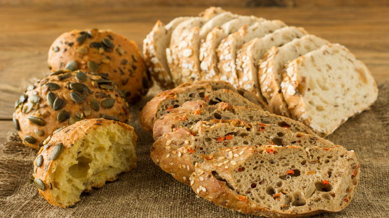 various slices of homemade gluten free bread