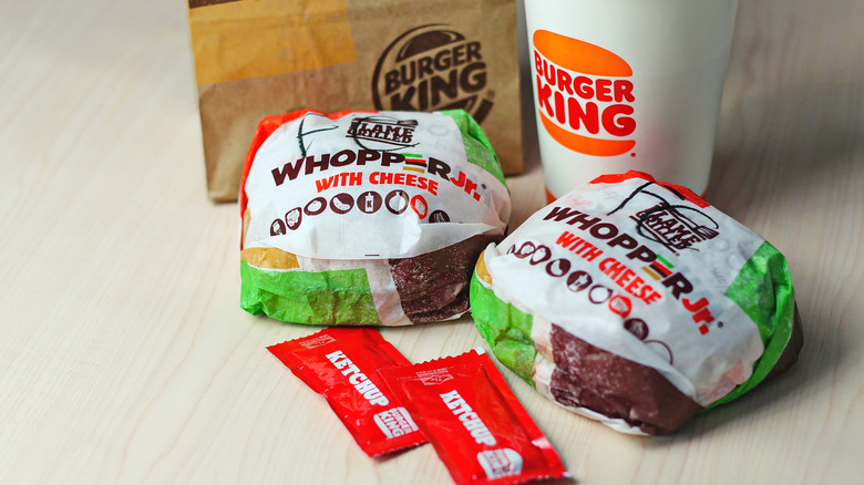 Burger King Whoppers with ketchup sachets