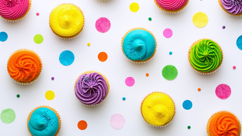 cupcakes with bright frosting