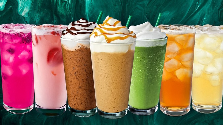 Collection of Starbucks drinks