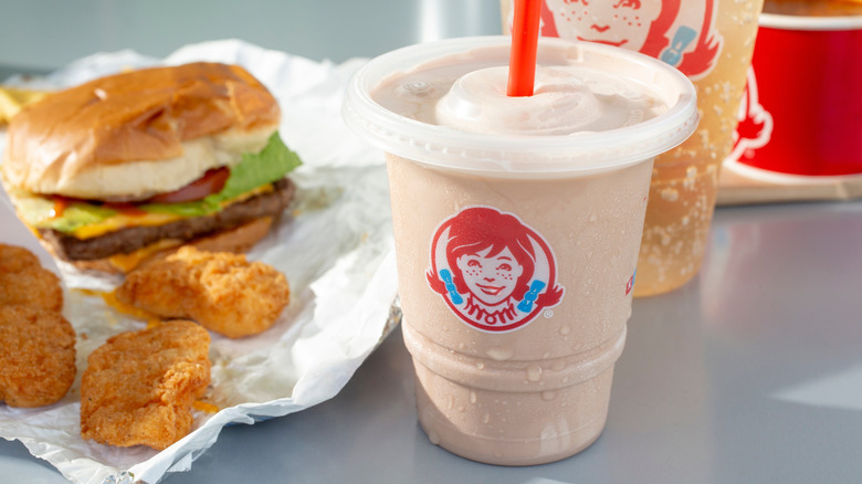 Wendys Frosty with meal including nuggets and hamburger