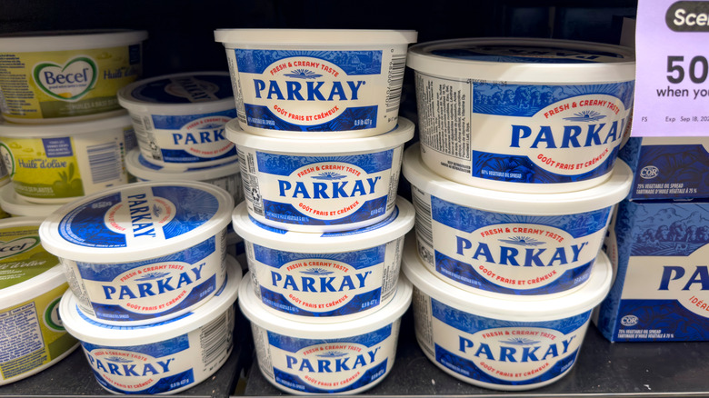 Containers of parkay margarine
