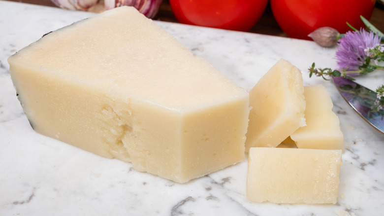 Block of Romano cheese