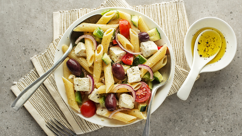Pasta salad with feta cheese