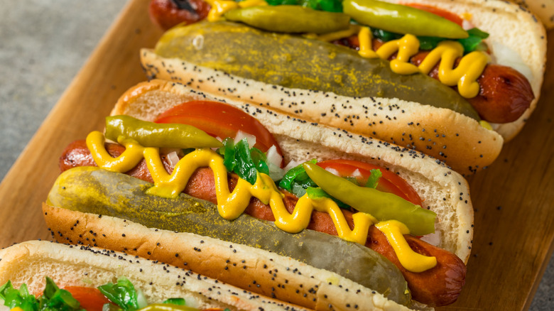 Chicago style hot dogs