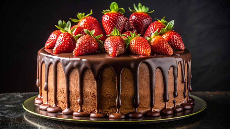 chocolate cake with ganache drip