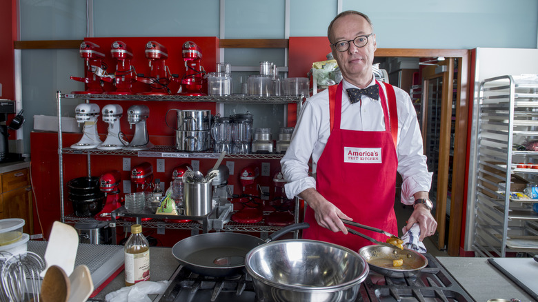 Christopher Kimball in test kitchen
