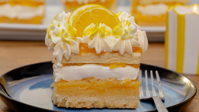 lemon layer dessert on plate