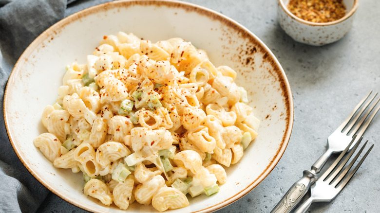 Bowl of macaroni salad